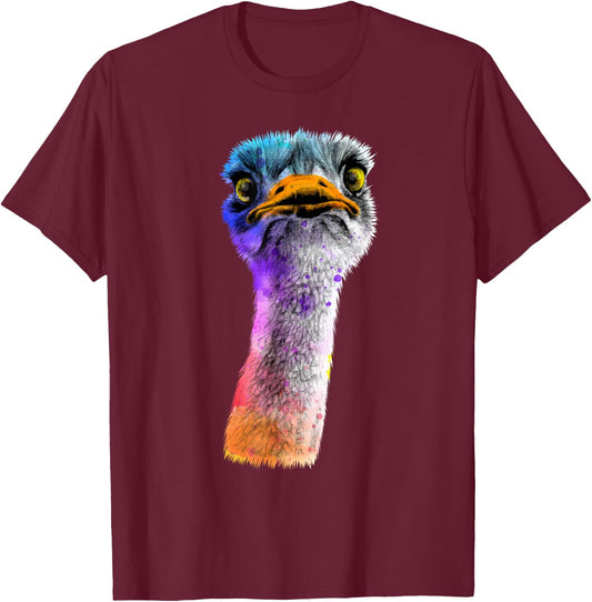 Funny Ostrich Face Design Men Women Boys Girls Ostrich Lover T-Shirt - T-Shirt | Maroon