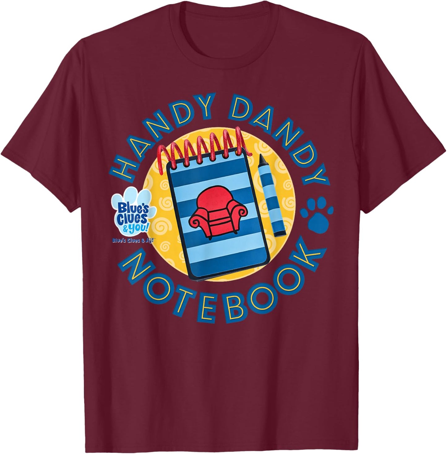Blue's Clues & You Handy Dandy Notebook Logo Small T-Shirt - T-Shirt | Maroon