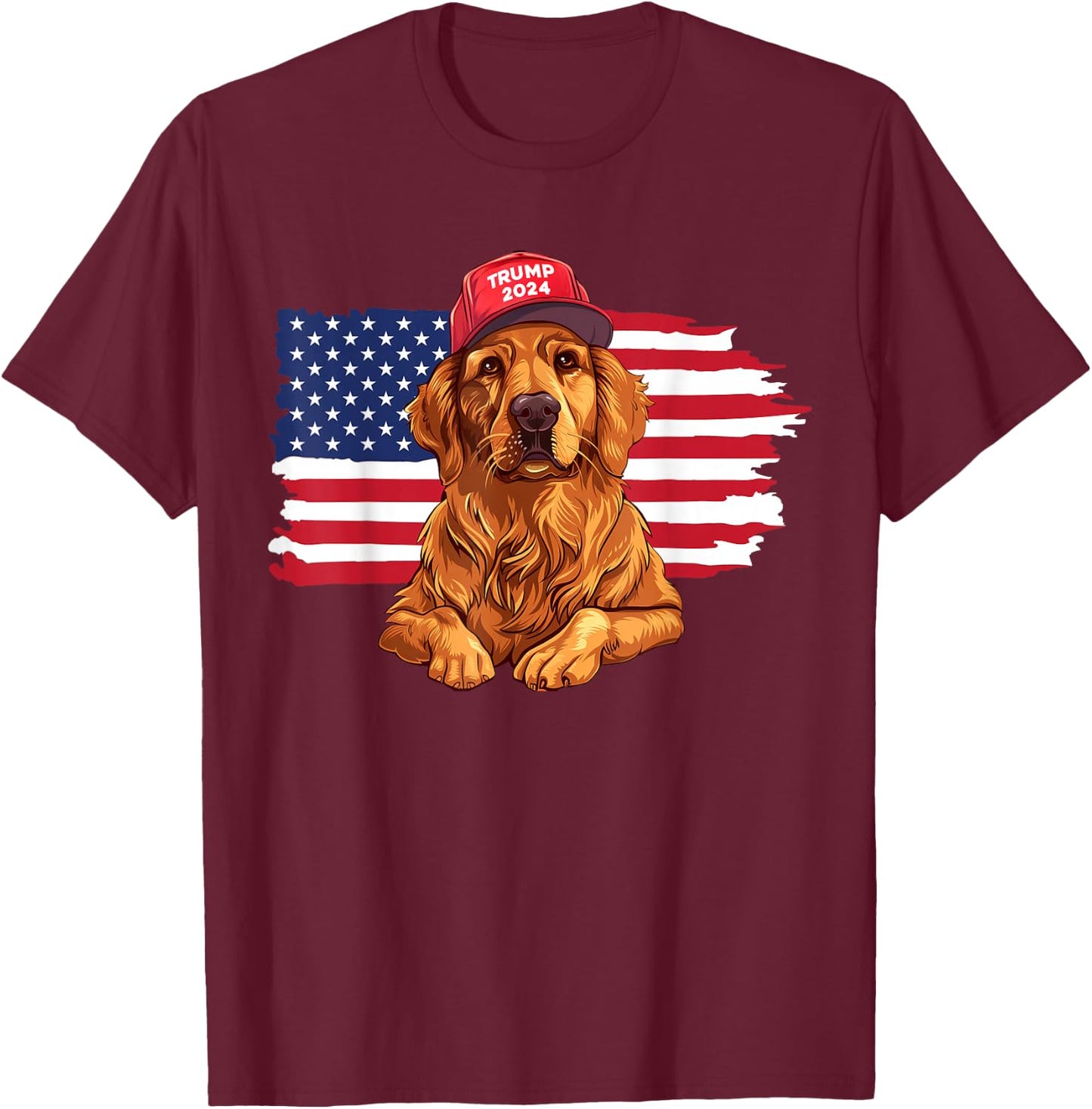 Trump 2024 Dog Dogs Golden Retriever Donald Trump 2024 T-Shirt - T-Shirt | Maroon