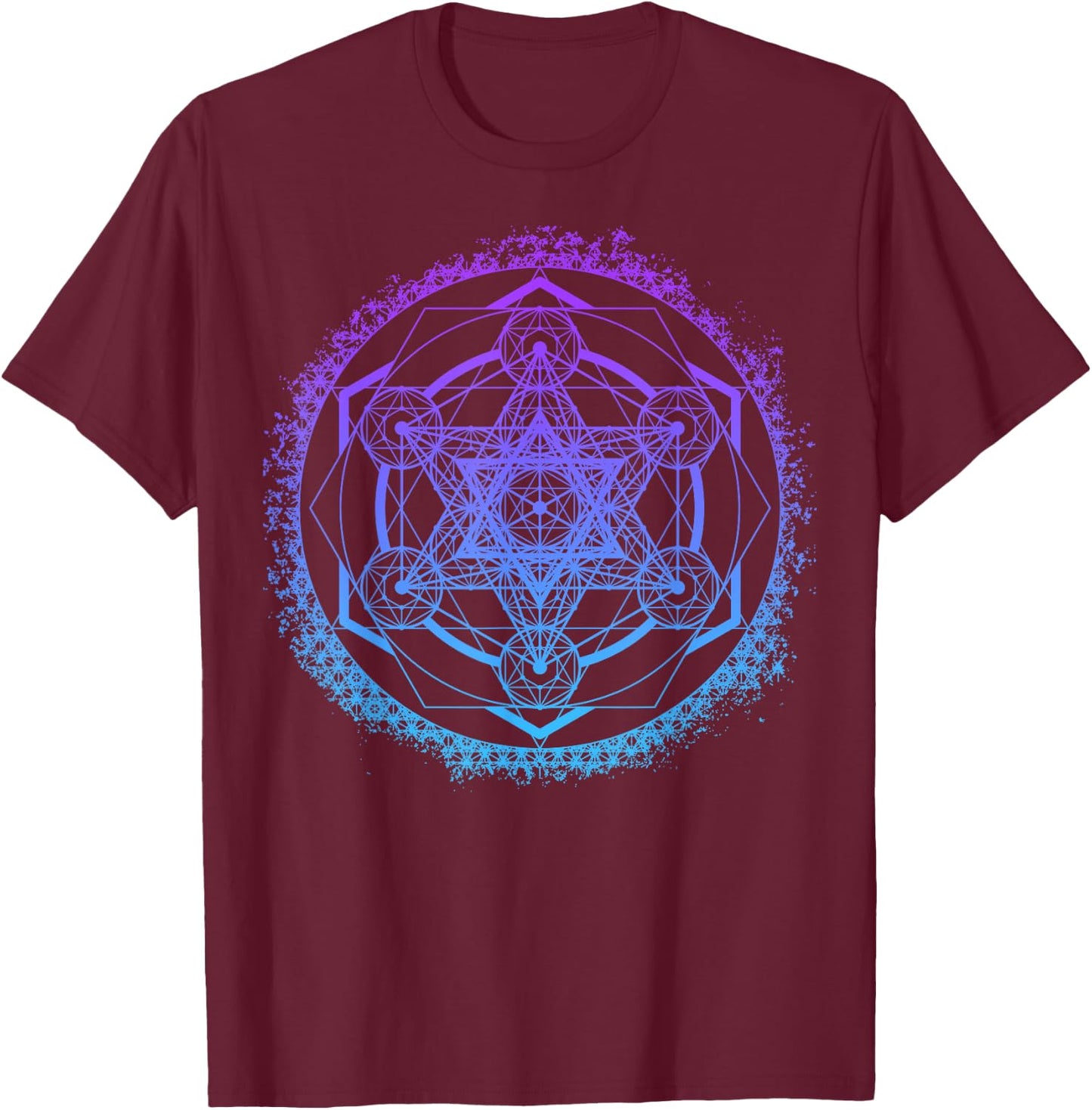 Metatron's Cube Merkaba Sacred Geometry Spiritual Yoga T-Shirt - T-Shirt | Maroon