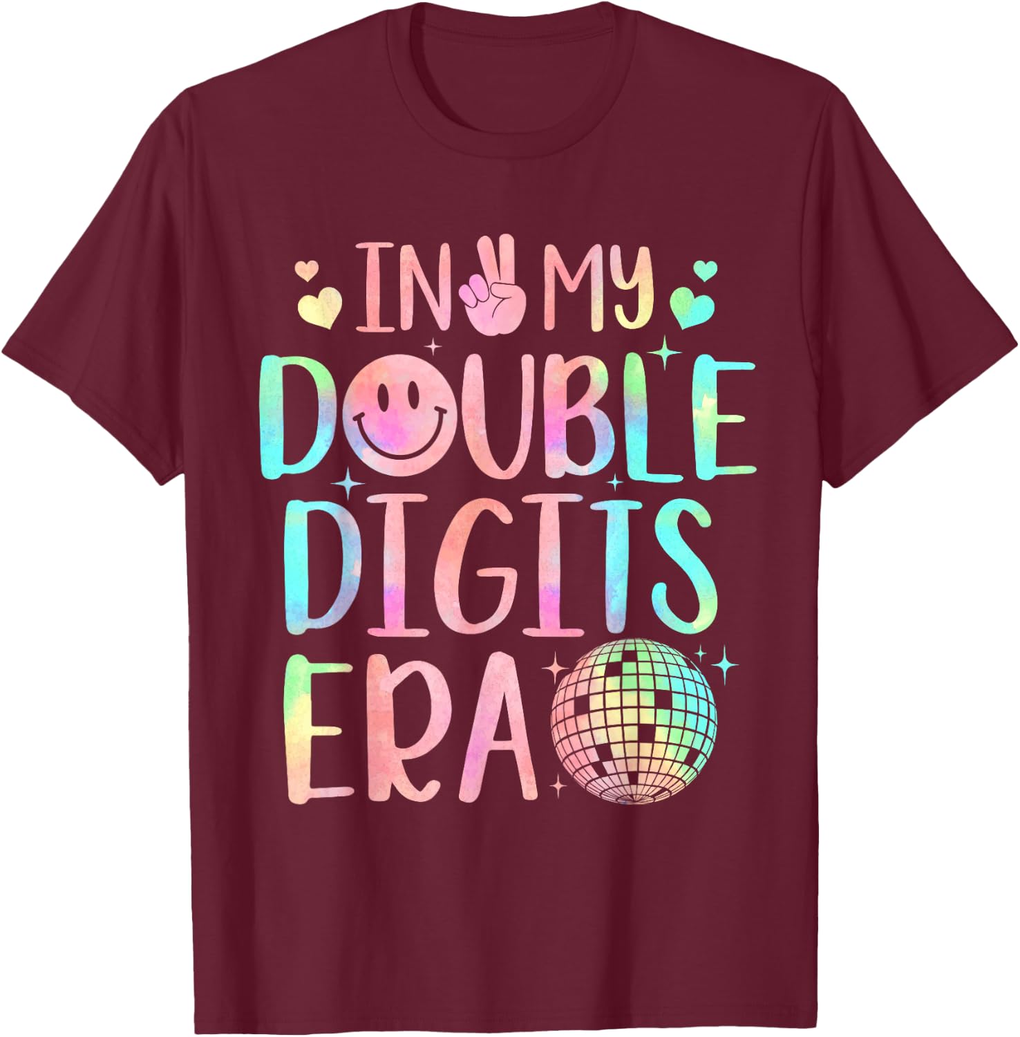 In My Double Digits Era Shirt For 10 Year Old Girls Kids T-Shirt - T-Shirt | Maroon