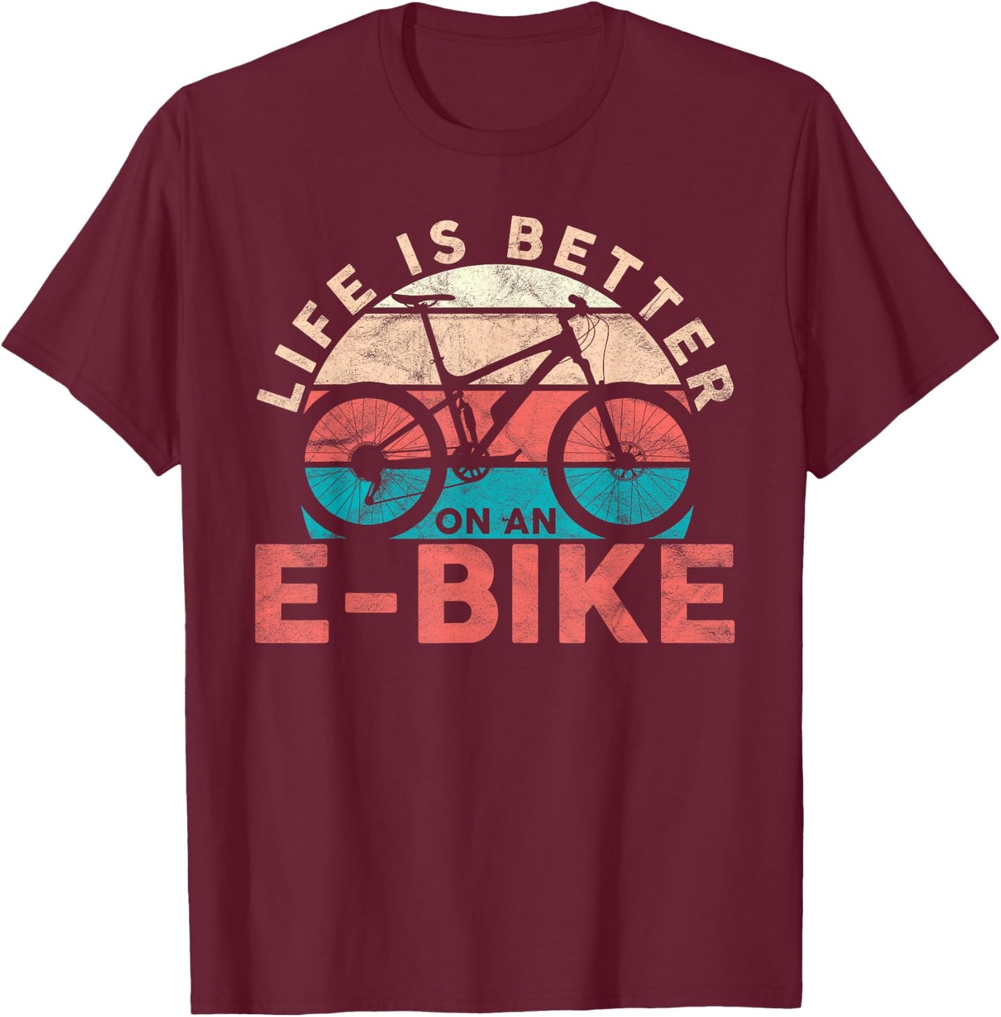 Life is better with an e-bike electric bike battery T-Shirt - T-Shirt | Maroon