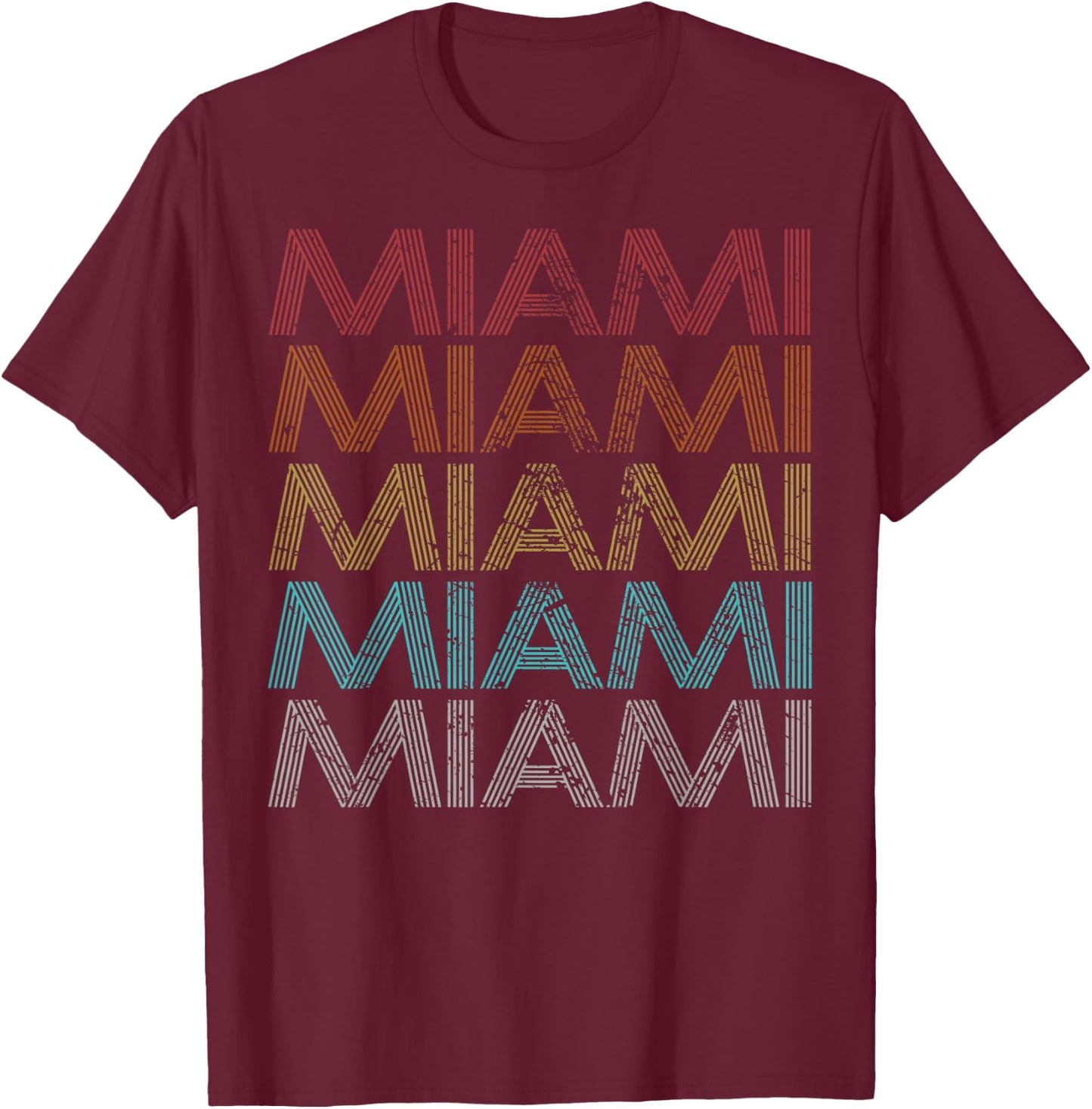 Retro Vintage Miami T-Shirt - T-Shirt | Maroon