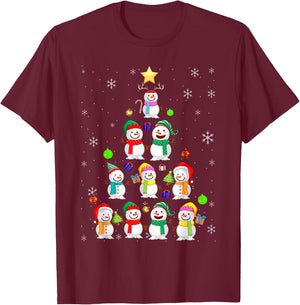 Funny Snowman Christmas Tree Ornament Decor T-Shirt - T-Shirt | Maroon