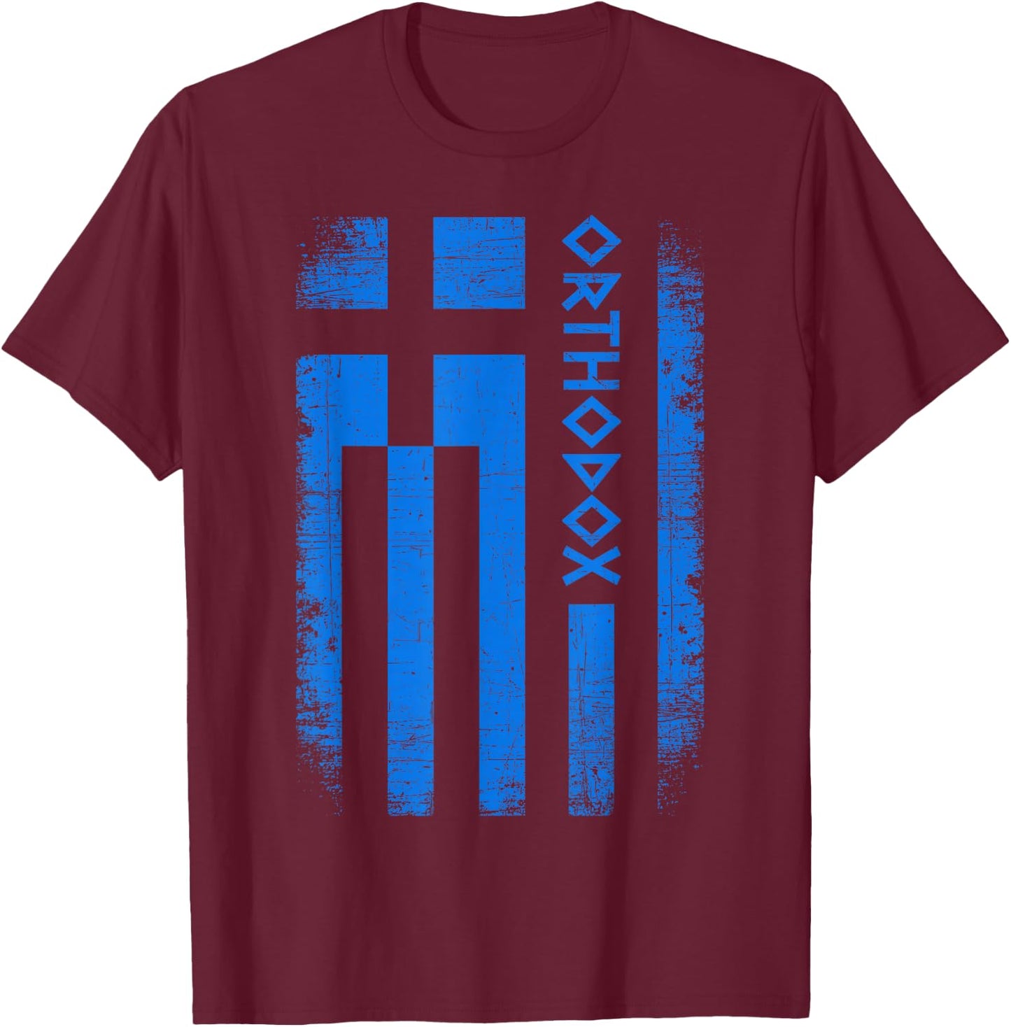 Greek Orthodox Church Retro Vintage Greek Flag Orthodox T-Shirt - T-Shirt | Maroon