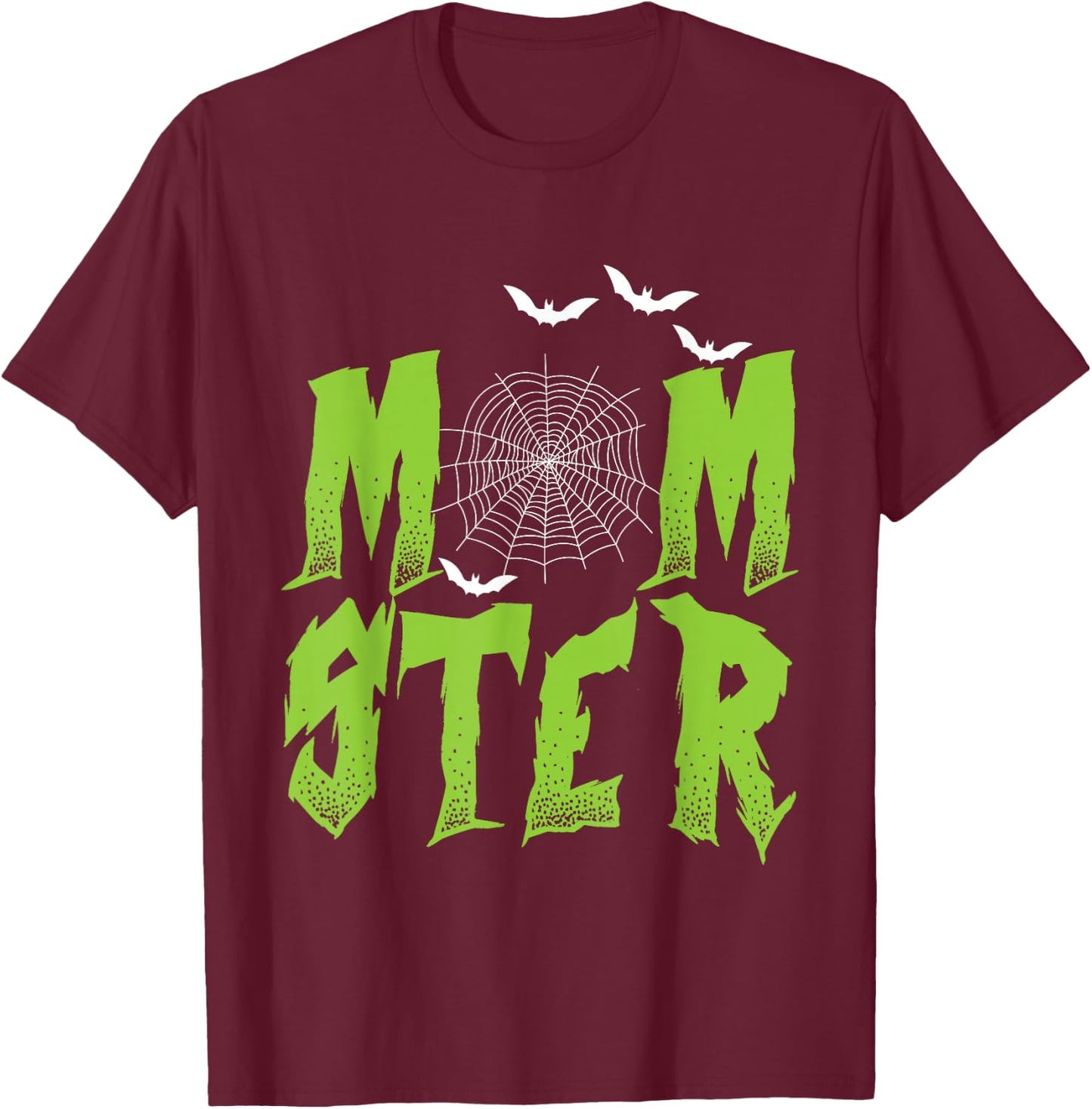 Halloween MOMster Bats Spider Web Mum Monster Mother Women T-Shirt - T-Shirt | Maroon