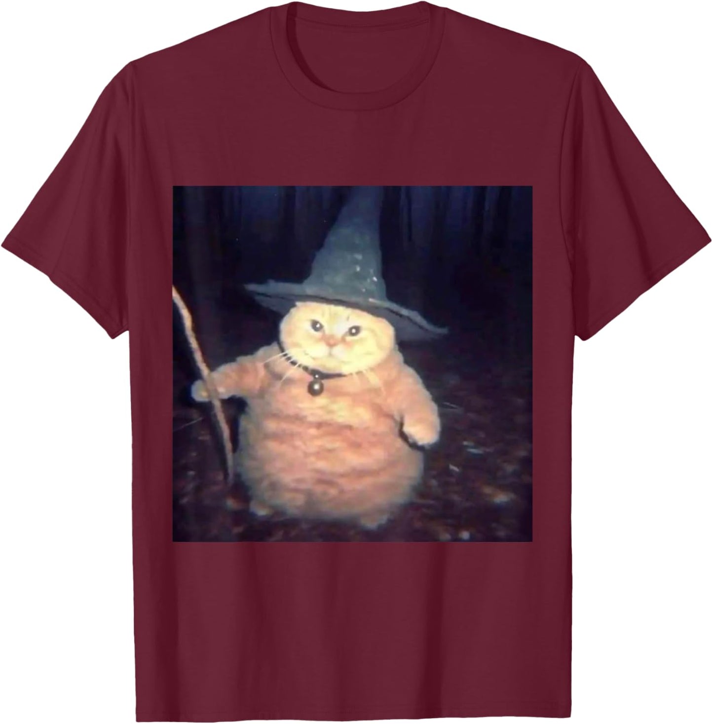 Wizard Cat Weird Funny Halloween Cat Meme T-Shirt - T-Shirt | Maroon
