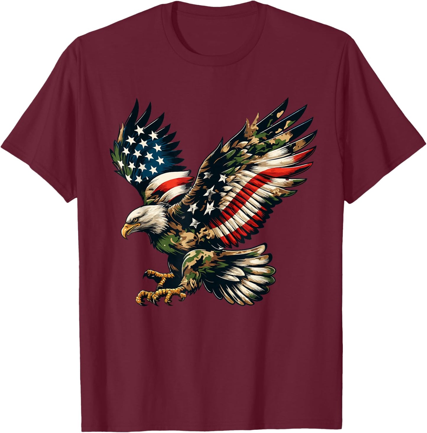 Eagle Patriotic Camo American Flag USA Camouflage USA Flag T-Shirt - T-Shirt | Maroon
