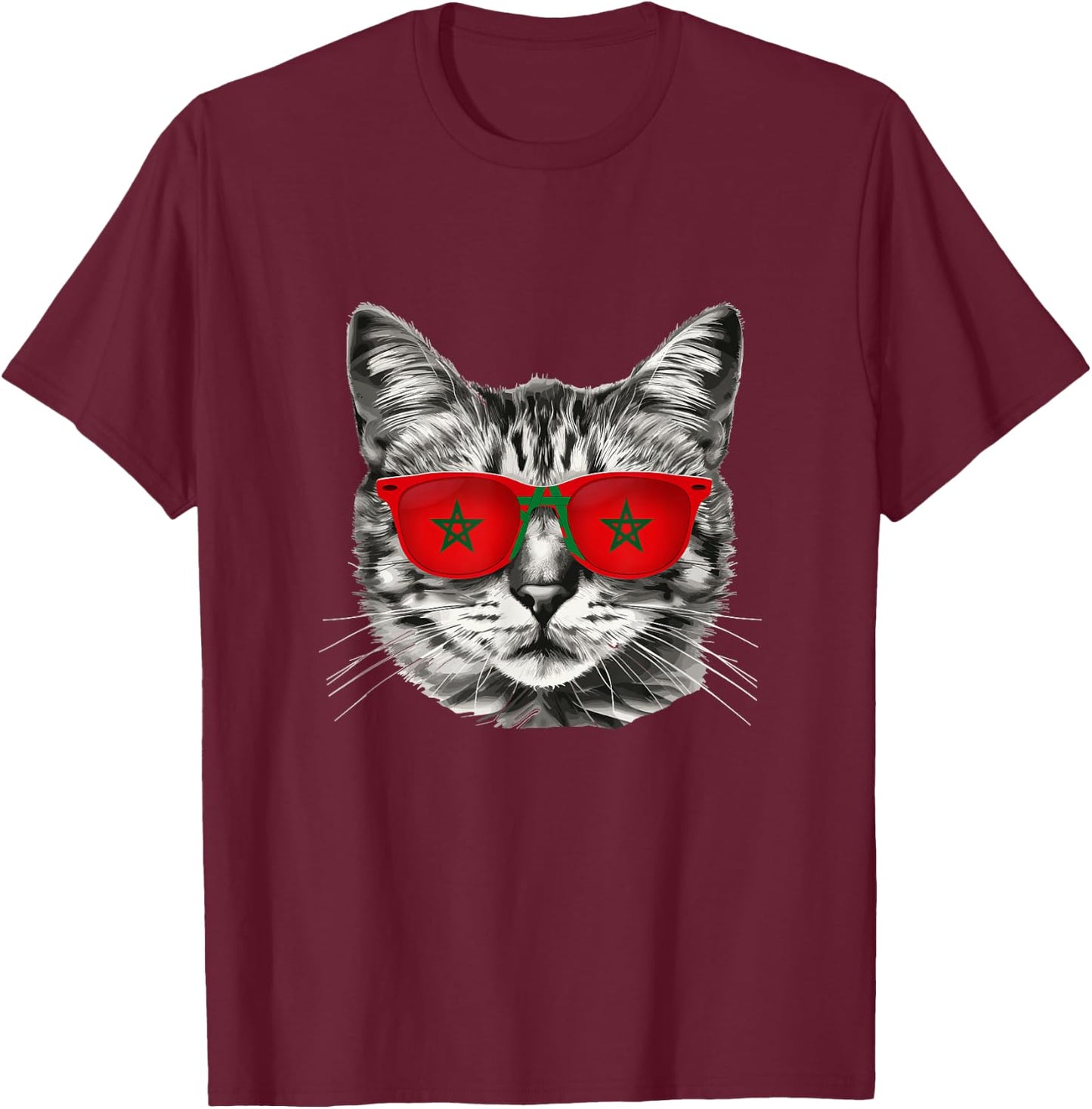 Moroccan Flag Cat Owner Souvenirs Products Kitten Morocco T-Shirt - T-Shirt | Maroon