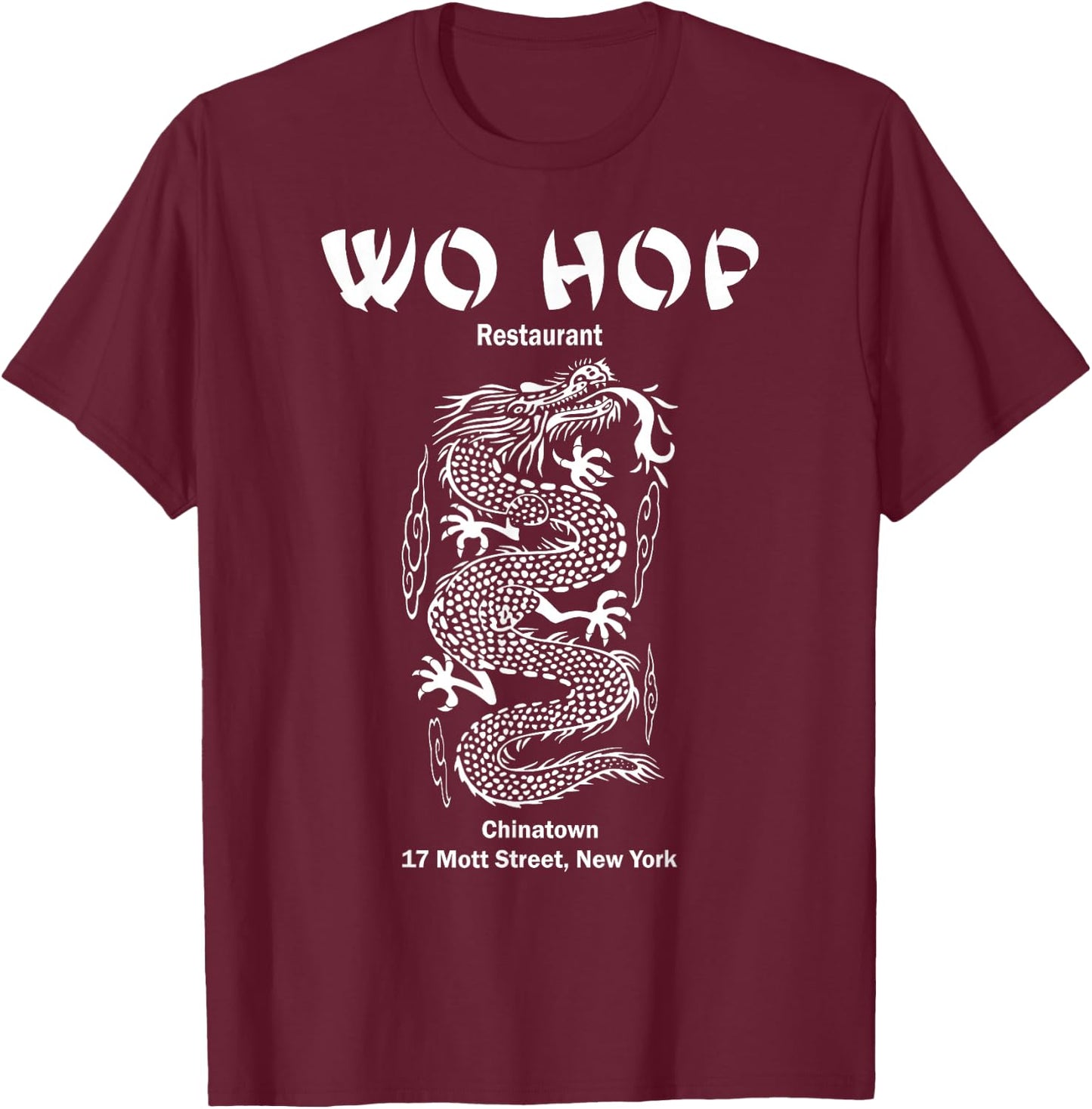 Wo hop Restaurant Chinatown, Serpent Dragon Vintage T-Shirt - T-Shirt | Maroon