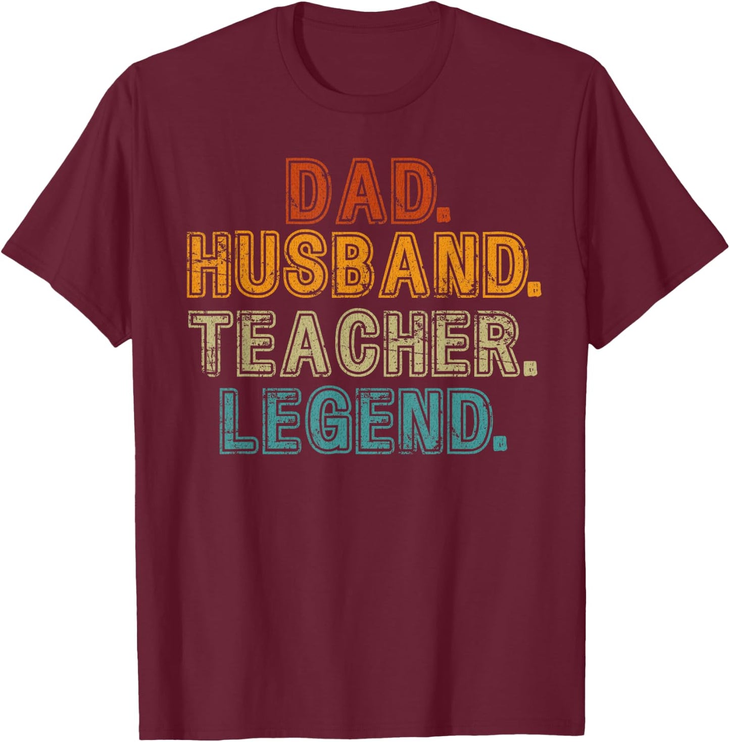 Dad Husband Teacher Male Teacher Men's Vintage Retro Saying T-Shirt - T-Shirt | Maroon
