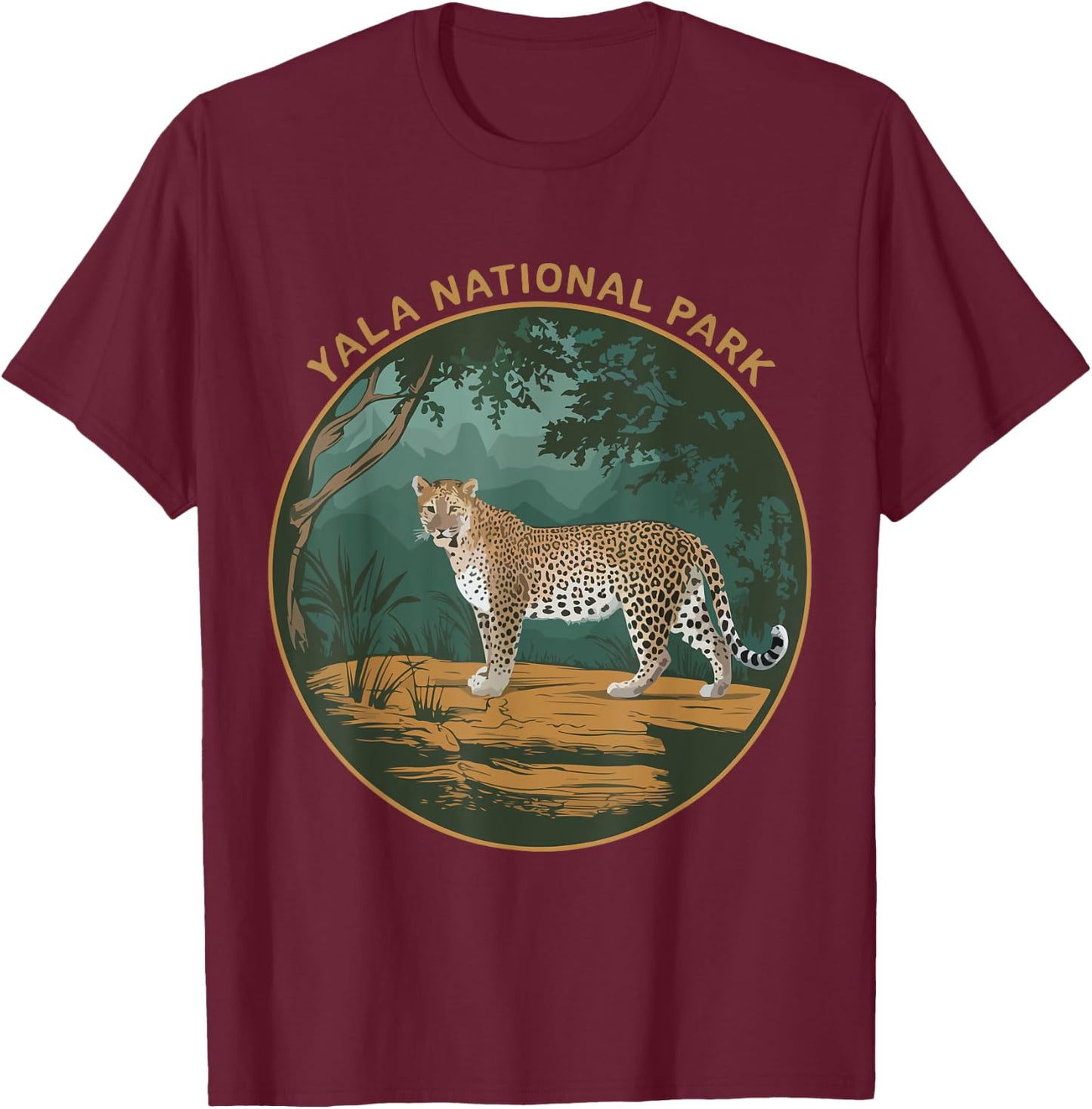 Leopards Yala National Park Souvenir Sri Lanka Wildlife T-Shirt - T-Shirt | Maroon