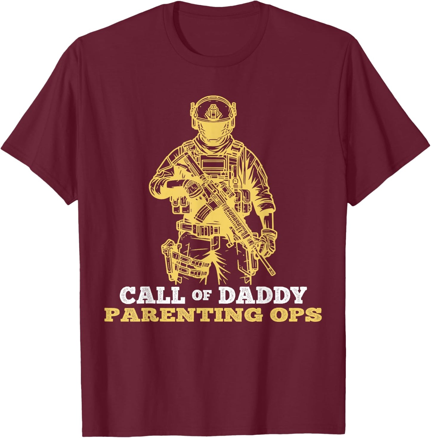 Fathers Day Call of Daddy Parenting Ops Gamer Dads T-Shirt - T-Shirt | Maroon