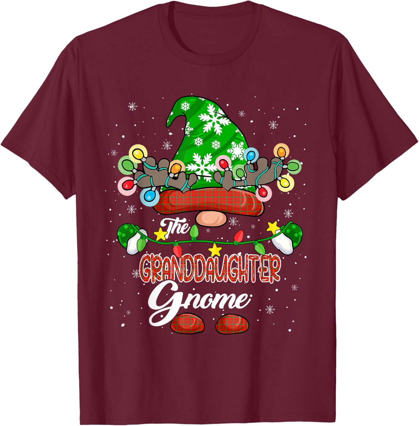 The Granddaughter Gnome Christmas Gnome Costume Family Kids T-Shirt - T-Shirt | Maroon