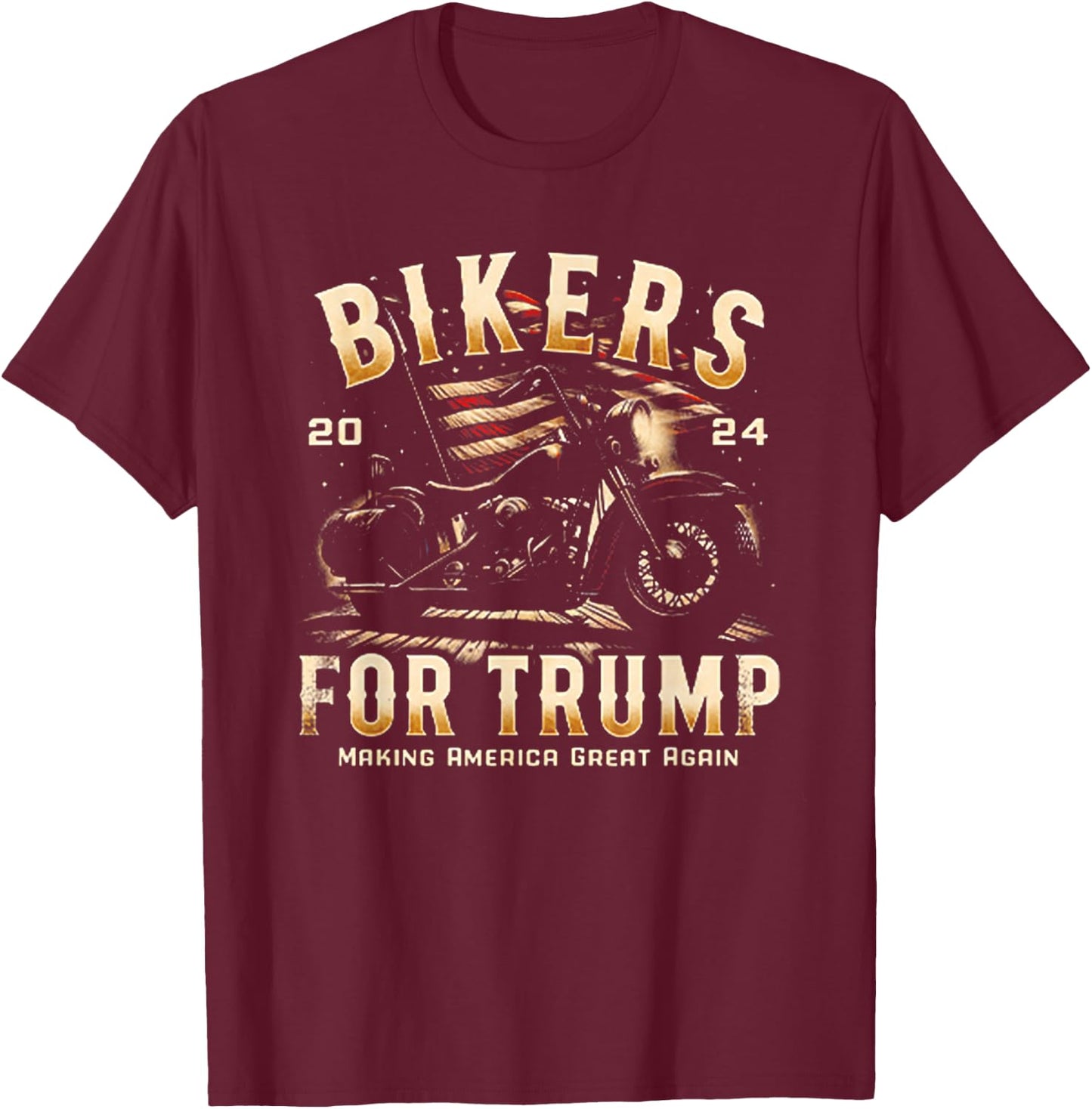 Biker For Trump 2024 T-Shirt - T-Shirt | Maroon