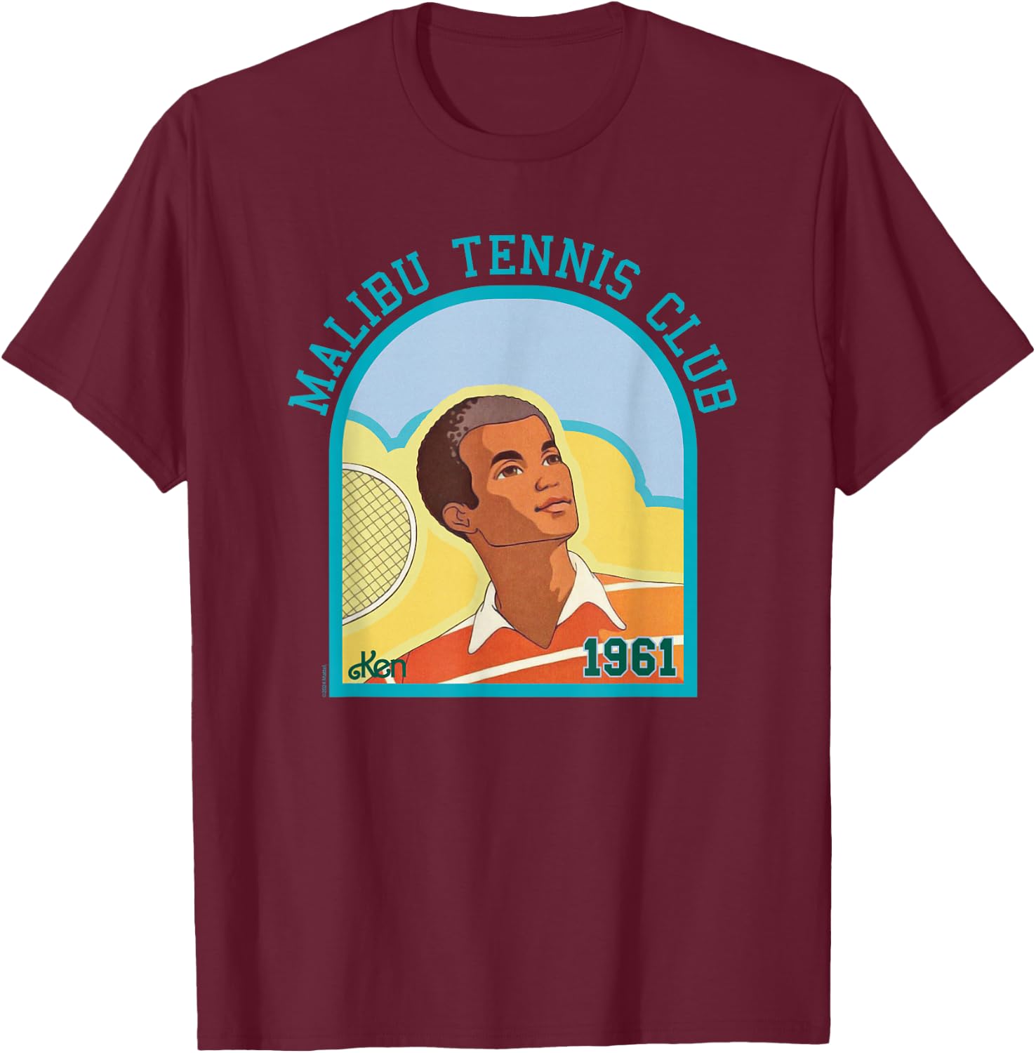 Barbie Ken Malibu Tennis Club 1961 T-Shirt - T-Shirt | Maroon