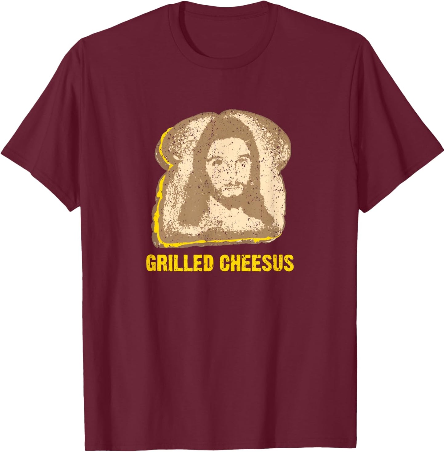 Vintage Grilled Cheesus Jesus Religious Bible Verse T-Shirt - T-Shirt | Maroon