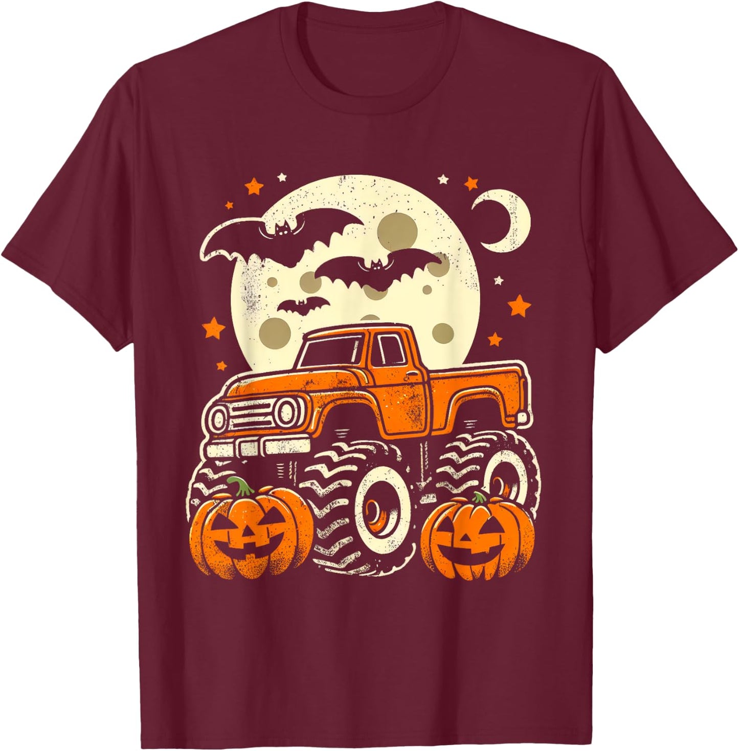 Halloween Shirt For Kids Boy Monster Truck Pumpkin Halloween T-Shirt - T-Shirt | Maroon