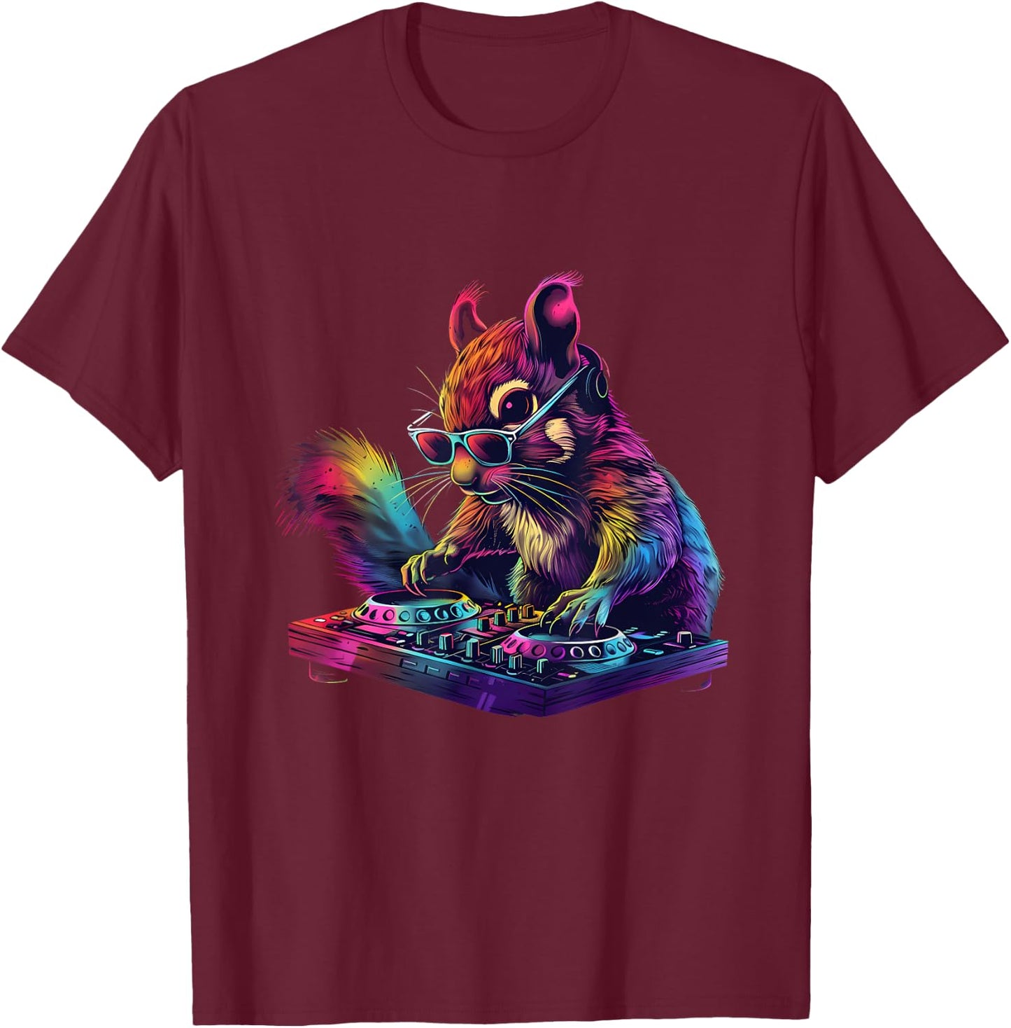 Squirrel DJ Turntable DJ Squirrel Music Producer Dance Club T-Shirt - T-Shirt | Maroon