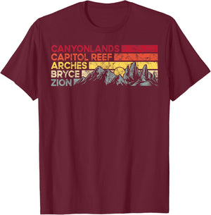 Vintage utah national parks Moab utah mighty five souvenir T-Shirt - T-Shirt | Maroon