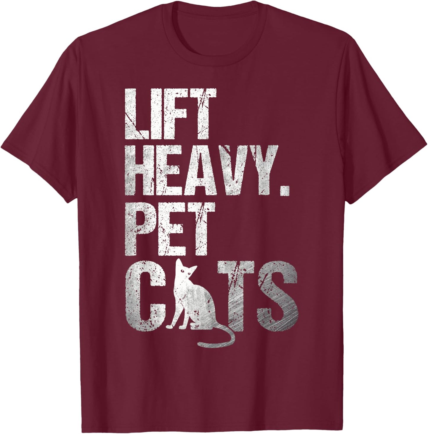 Funny Gym Cat Workout Lift Heavy Pet Cats T-Shirt - T-Shirt | Maroon