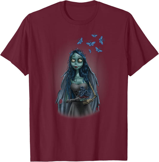 Corpse Bride - Butterflies T-Shirt - T-Shirt | Maroon