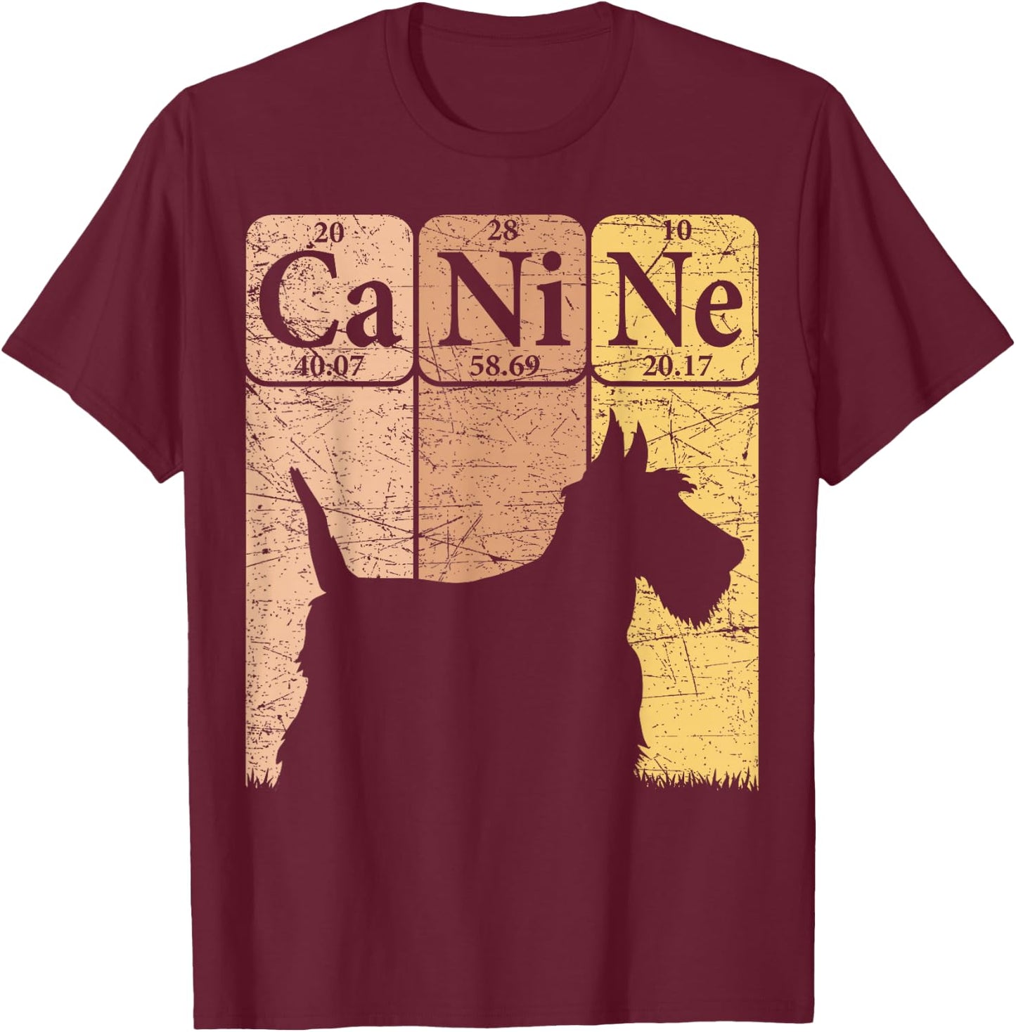 Scottish Terrier Dog Periodic Table Elements Scottie Canine T-Shirt - T-Shirt | Maroon