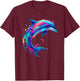 Cute Dolphin Watercolor Art Splash Ocean Animal Lover T-Shirt - T-Shirt | Maroon