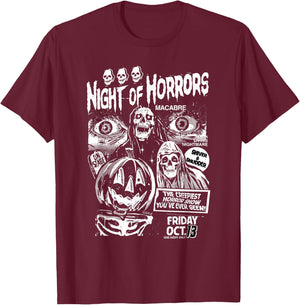 Vintage Punk Scary Night Of Horrors Ghosts Spooky Halloween T-Shirt - T-Shirt | Maroon