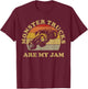 Vintage Monster Trucks Are My Jam Shirt Retro Sunset Design T-Shirt - T-Shirt | Maroon