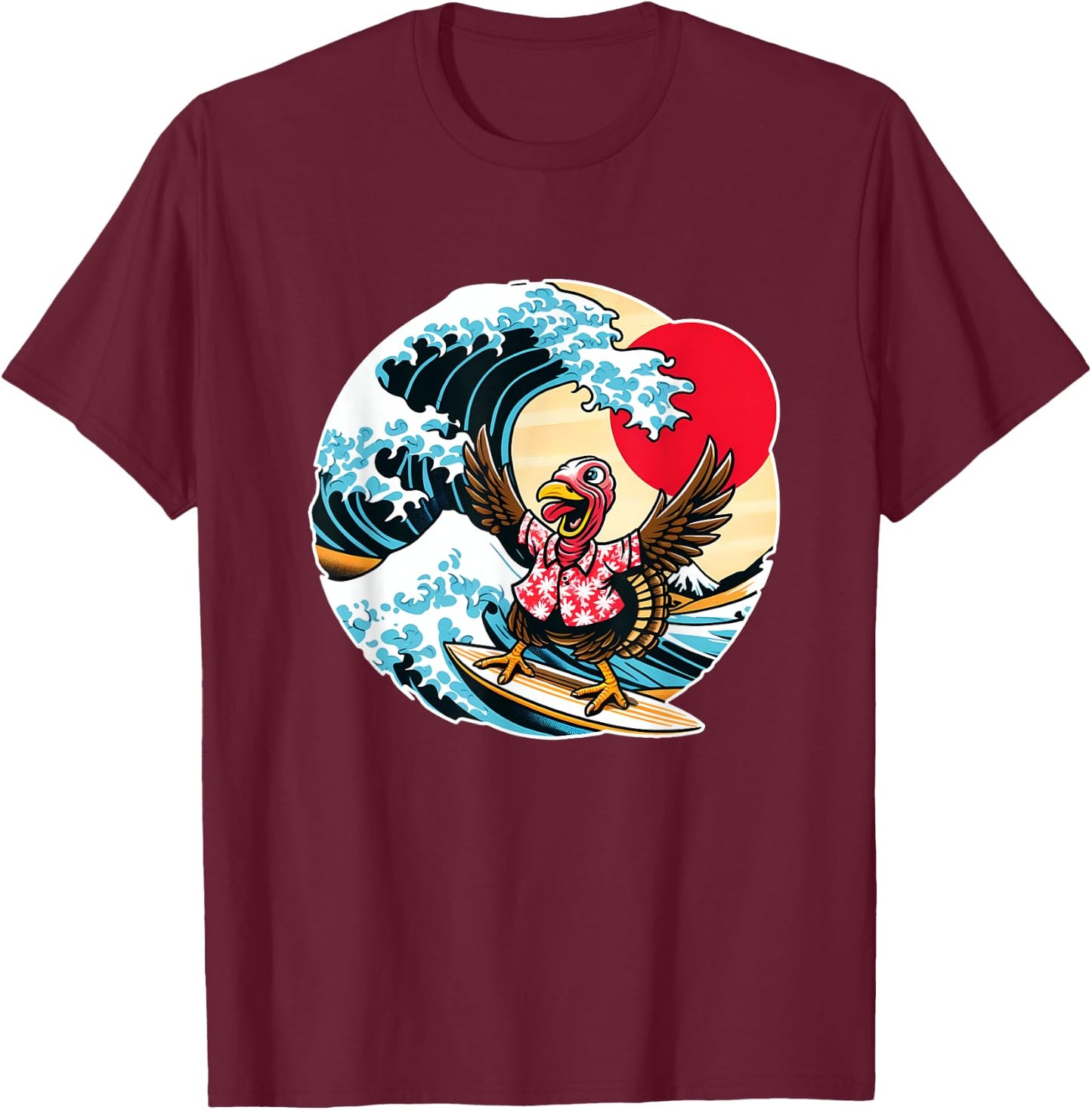 Great Wave Kanagawa Turkey Surfing T-Shirt - T-Shirt | Maroon