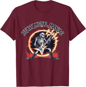 Black Death Rock Heavy Metal Music Goth Designs -Adults & -Kids Heavy Metal Maniac Black Small Short Sleeve T-Shirt - T-Shirt | Maroon