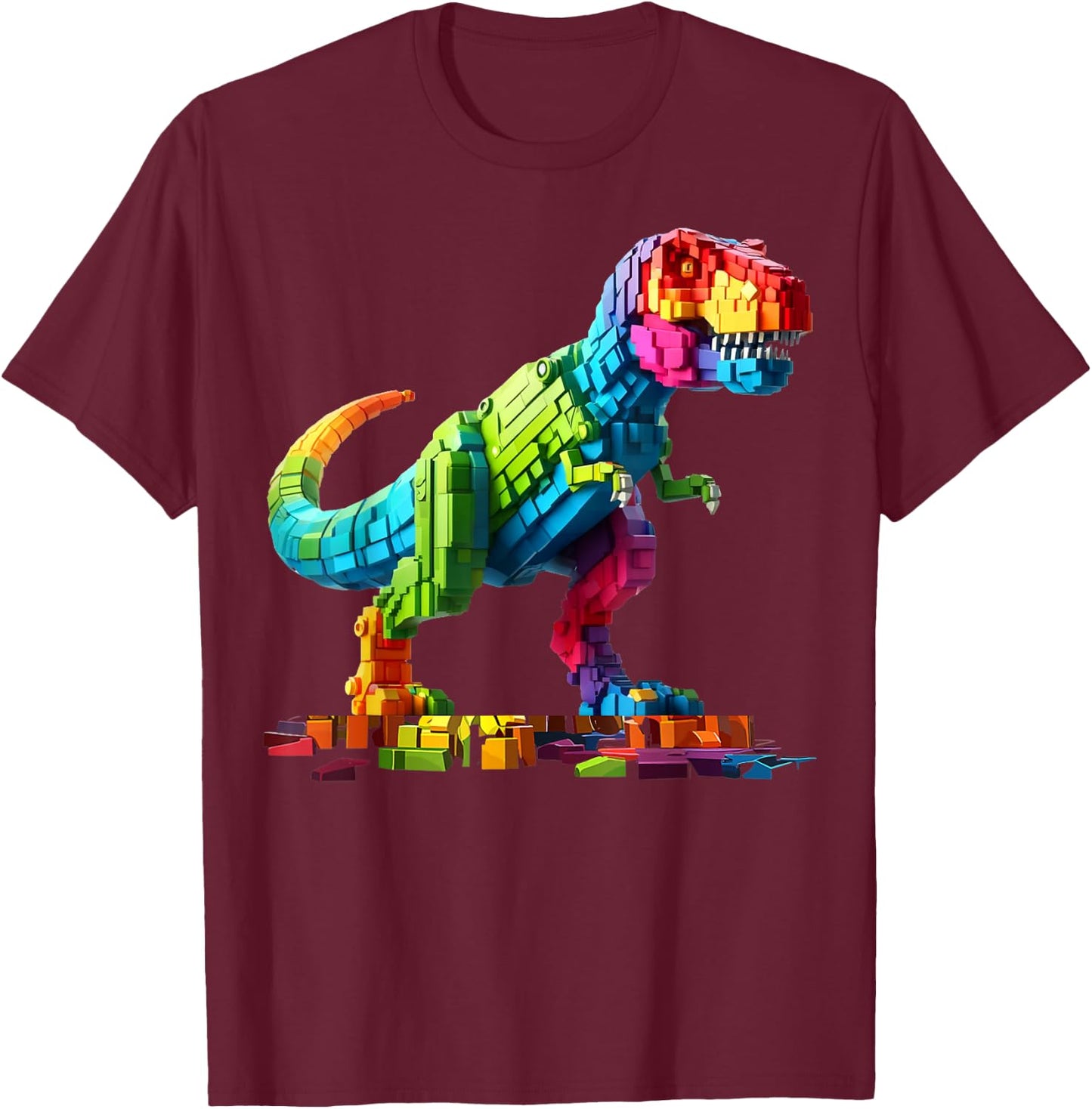 Master Builder Dinosaur Bricks Blocks Dino Toys Gifts T Rex T-Shirt - T-Shirt | Maroon