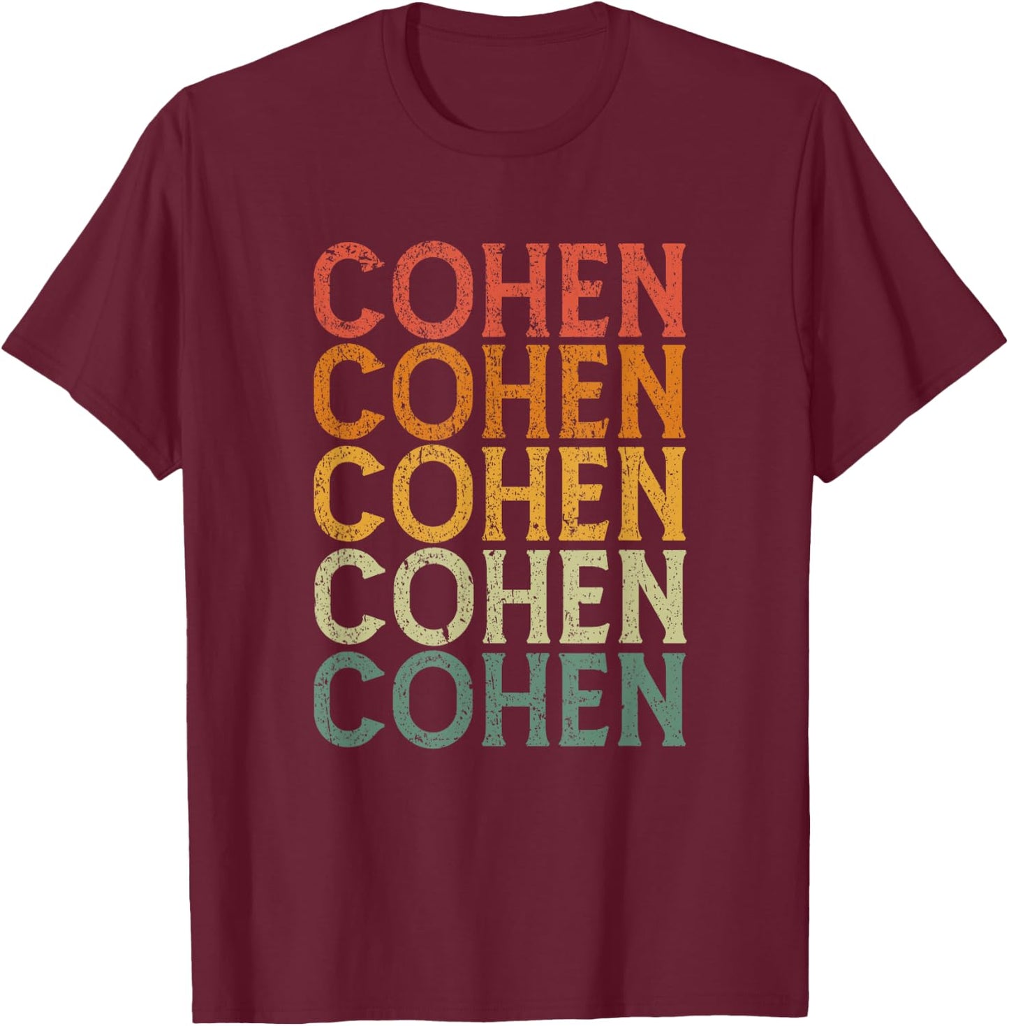 Retro Custom First Name Cohen T-Shirt - T-Shirt | Maroon