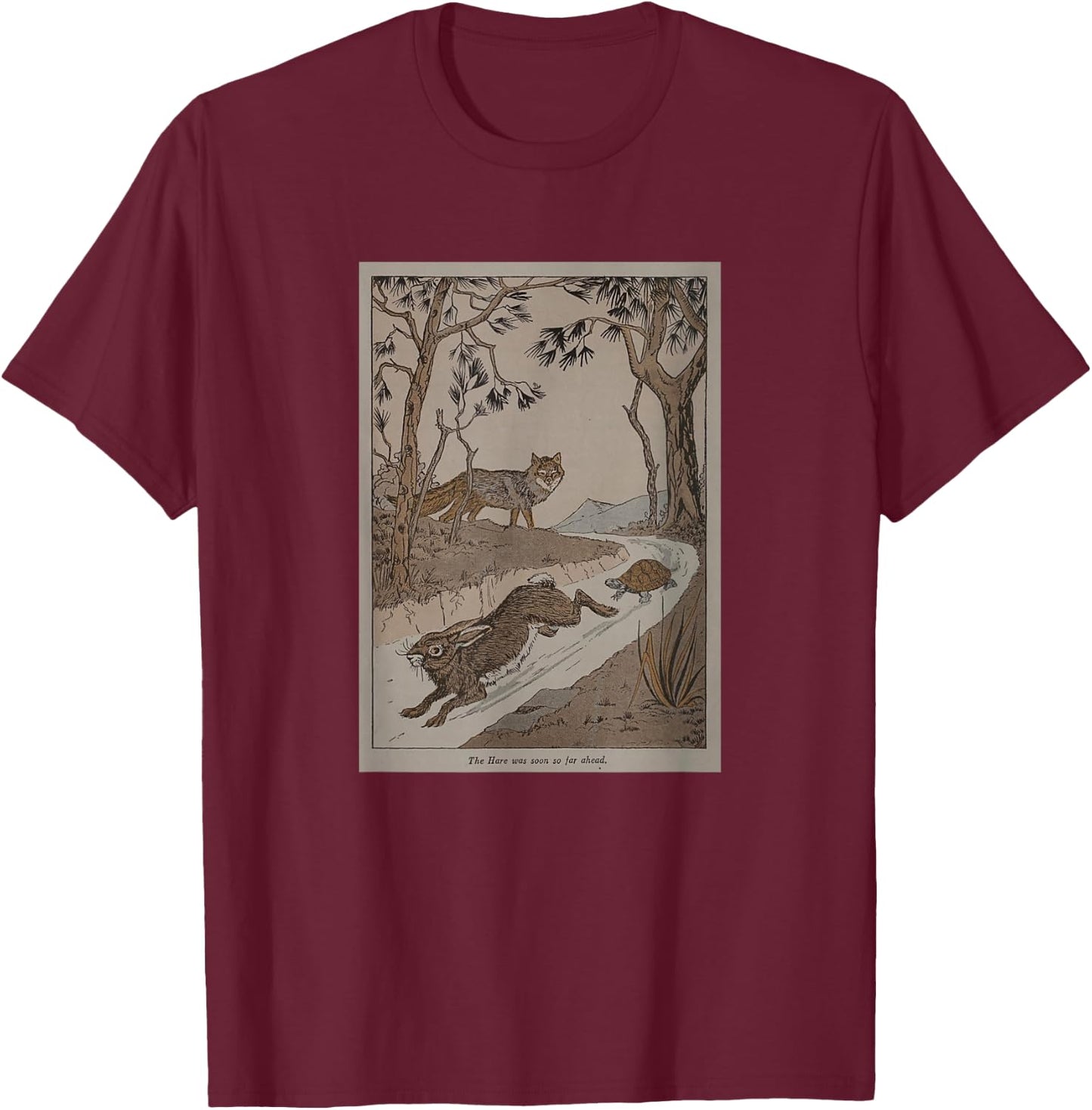 Aesop's Fable The Tortoise and The Hare T-Shirt - T-Shirt | Maroon