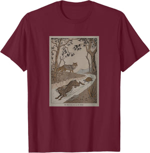 Aesop's Fable The Tortoise and The Hare T-Shirt - T-Shirt | Maroon