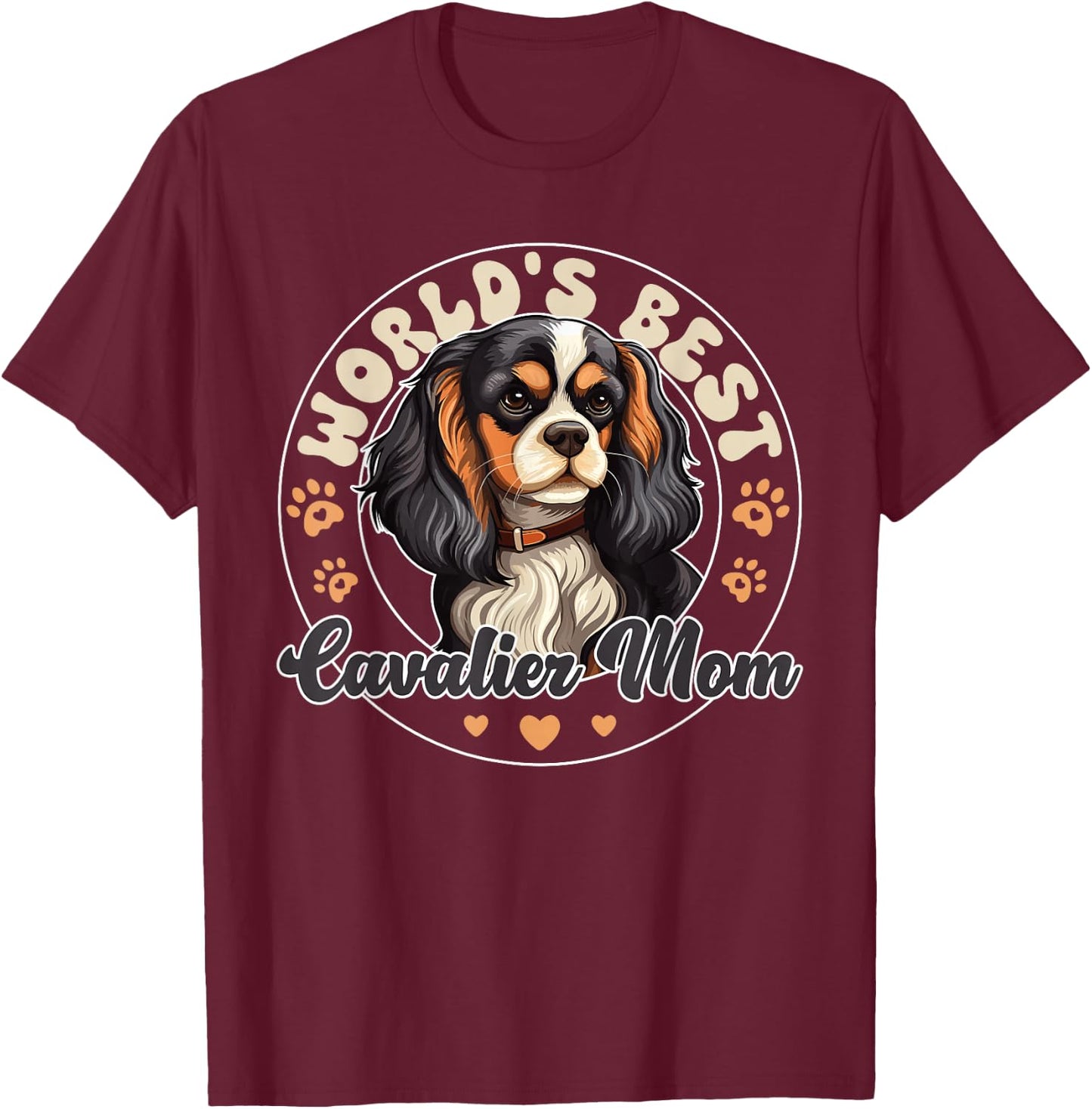 Cavalier King Charles Spaniel Dog World's Best Cavalier Mom T-Shirt - T-Shirt | Maroon