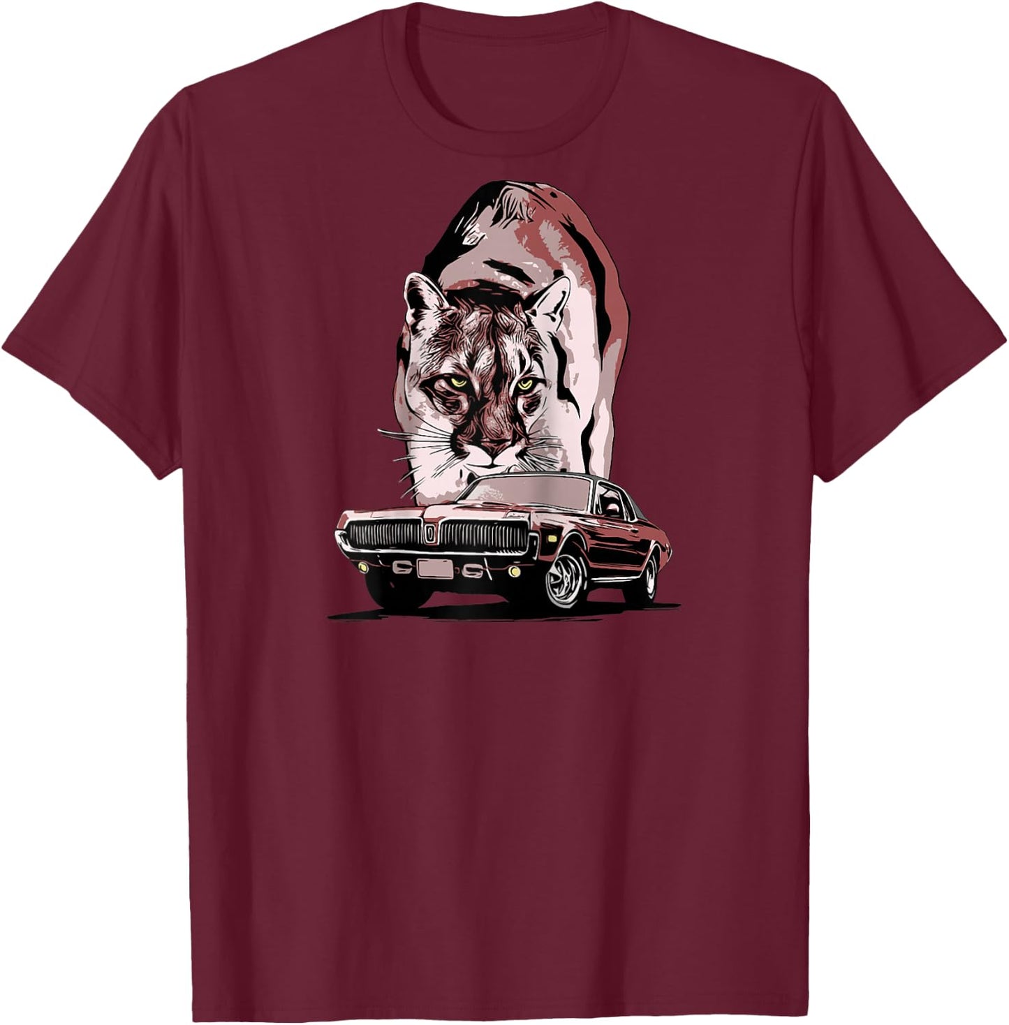 1968 67 68 69 Mercury classic Cougar Vinatge cars Raglan Baseball T-Shirt - T-Shirt | Maroon