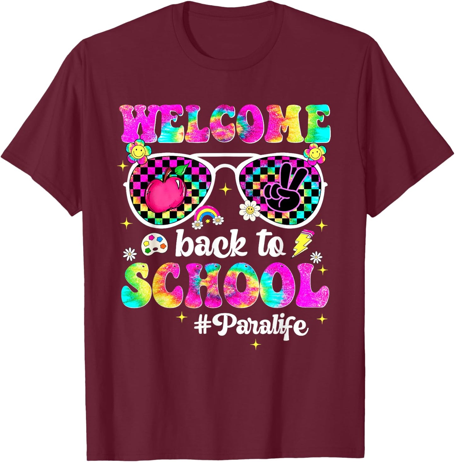 Welcome Back To School Para Sunglasses First Day Of School T-Shirt - T-Shirt | Maroon