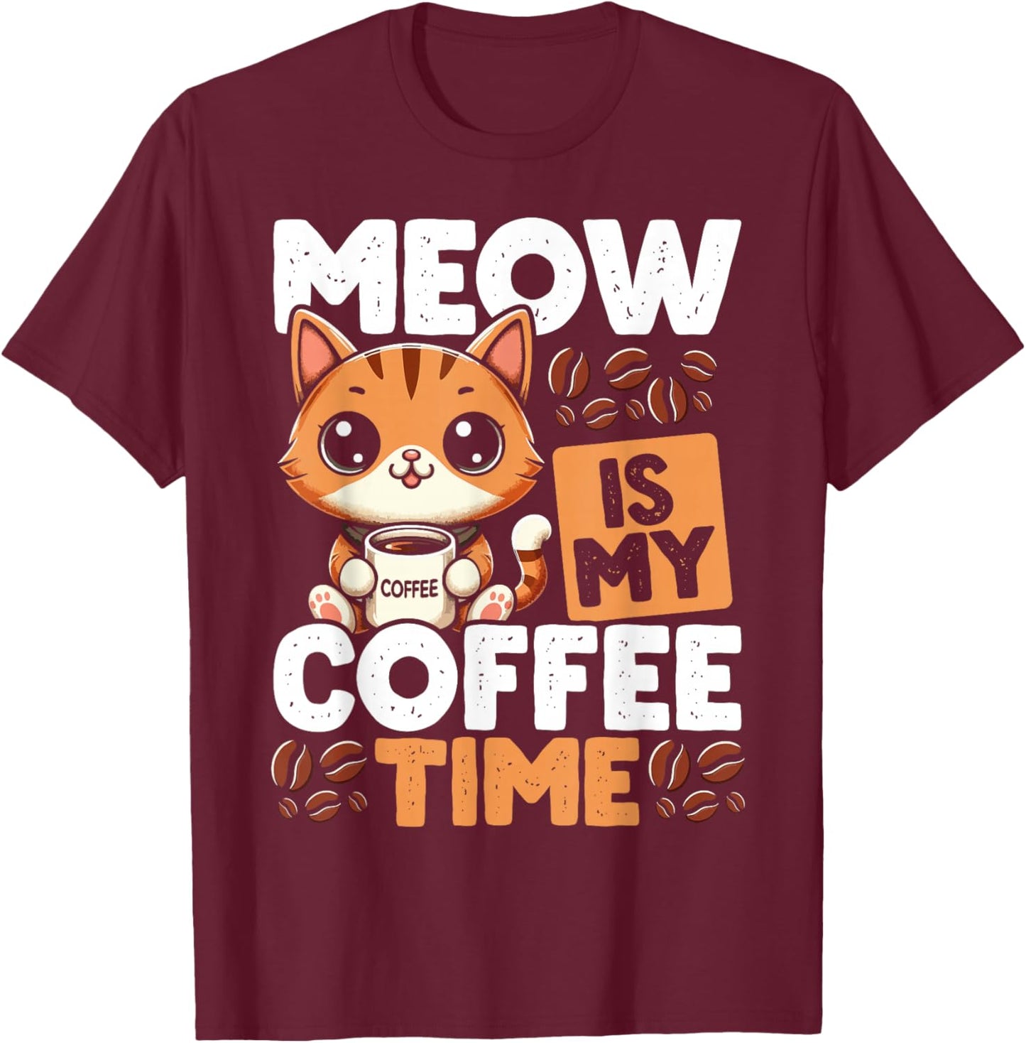 Coffee Cat for Cat Lover Funny Graphic Design Coffee Lover T-Shirt - T-Shirt | Maroon