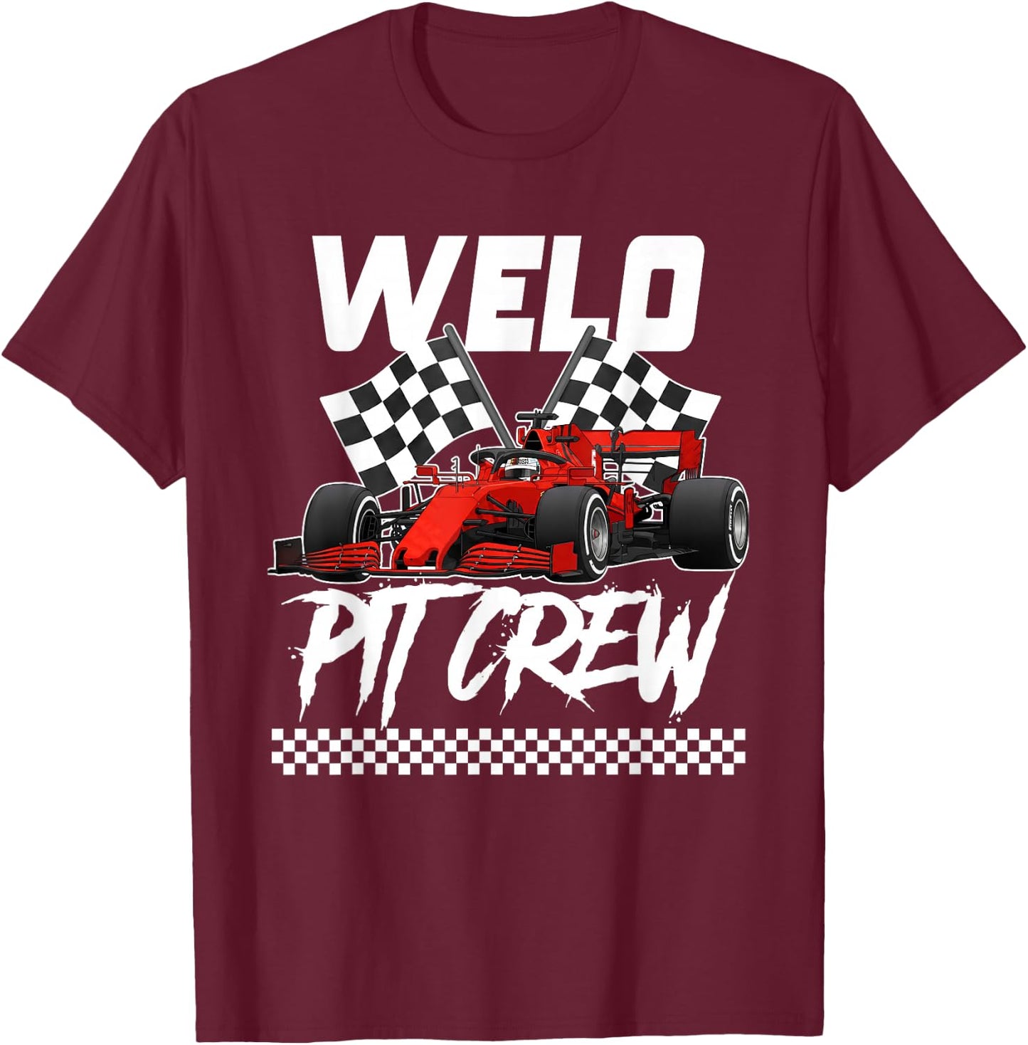 Race Car Birthday Party Racing Family Welo Pit Crew T-Shirt - T-Shirt | Maroon