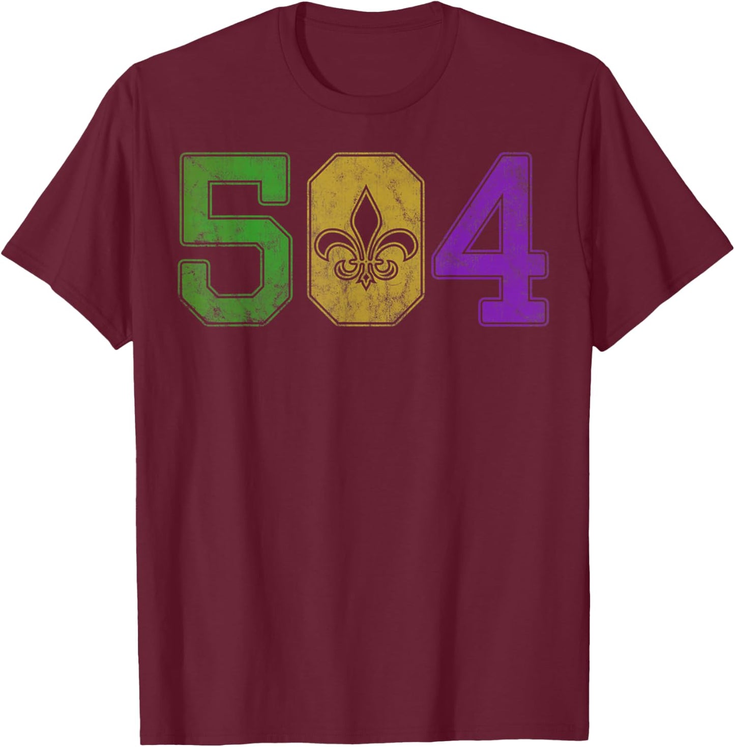Mardi Gras 504 Nola New Orleans Louisiana LA T-Shirt - T-Shirt | Maroon