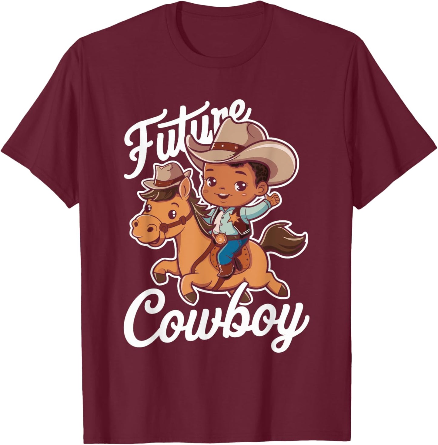Future Cowboy, African American Cowboy Kid Toddler T-Shirt - T-Shirt | Maroon