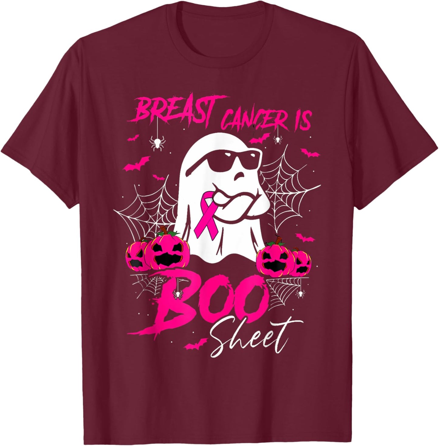 Breast Cancer Is Boo Sheet Breast Cancer Warrior Halloween T-Shirt - T-Shirt | Maroon