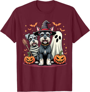 Miniature Schnauzer Halloween Costume Mummy Witch Ghost Dog T-Shirt - T-Shirt | Maroon