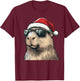 Xmas Capybara Lovers Christmas Pajama Capybara Santa Hat T-Shirt - T-Shirt | Maroon