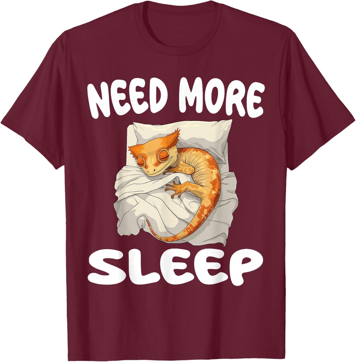 Cute Crested Gecko Need More Sleep Pajamas Nightgown T-Shirt - T-Shirt | Maroon