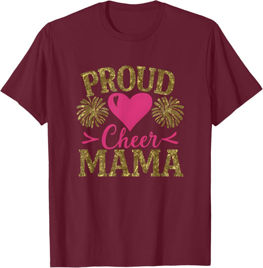 Cheerleading Proud Supportive Mama Proud Cheer Mama Black Small Classic Fit Short Sleeve T-Shirt - T-Shirt | Maroon