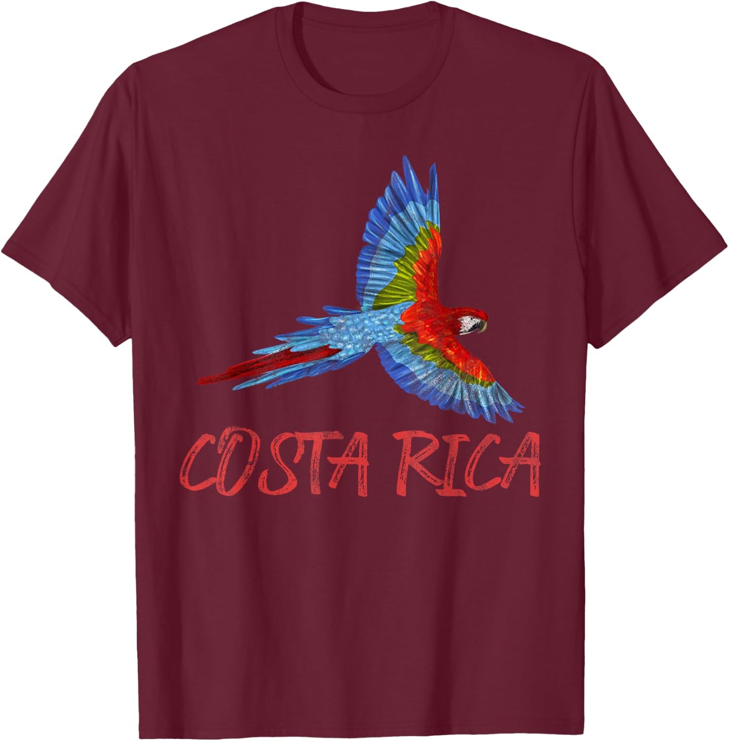 Costa Rica Bird Scarlet Macaw Central American Country T-Shirt - T-Shirt | Maroon