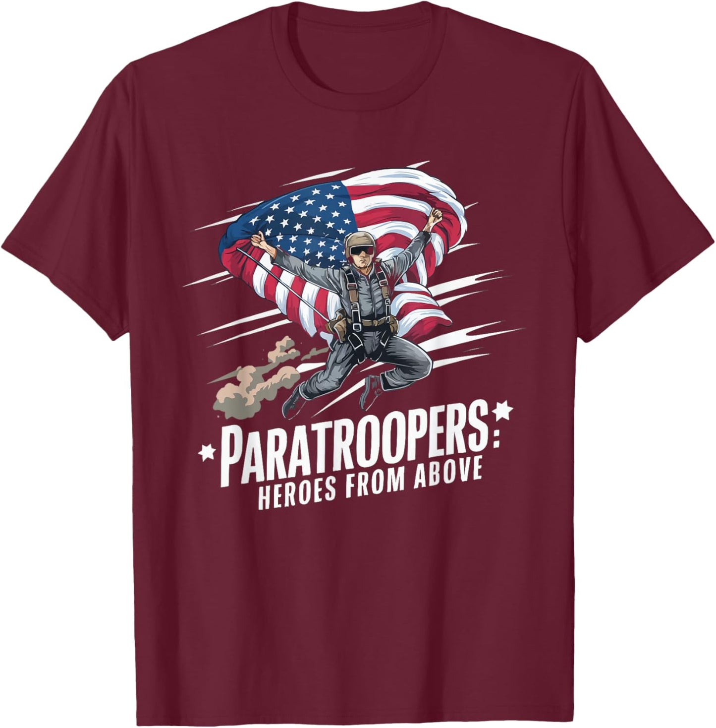 Airborne Paratrooper Military Soldier Parachute T-Shirt - T-Shirt | Maroon